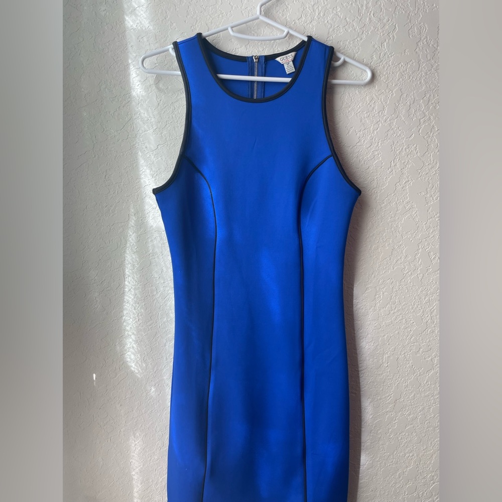 Guess - Cobalt Blue and Black Bodycon Dress - S